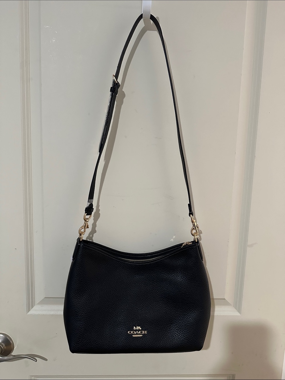 Coach Black Pebbled Leather Shoulder Bag with Gold Hardware